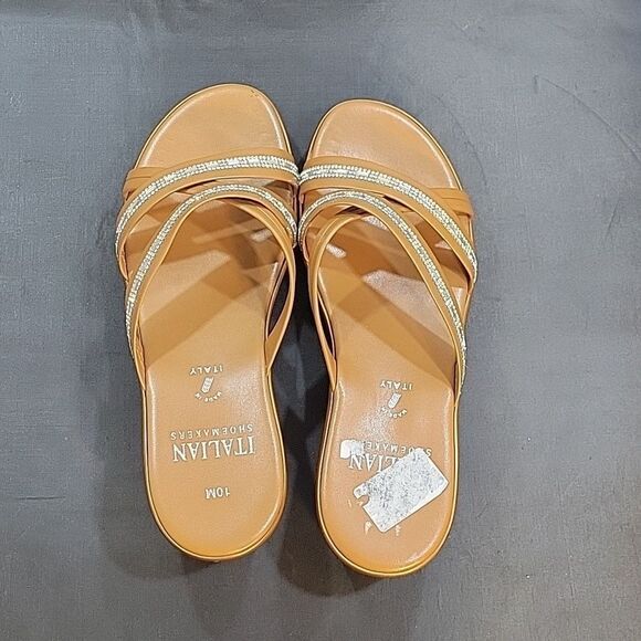 BRAND NEW ITALIAN SHOESMAKERS LOW WEDGE STYLE SLIP-ON SANDAL - Picture 4 of 14